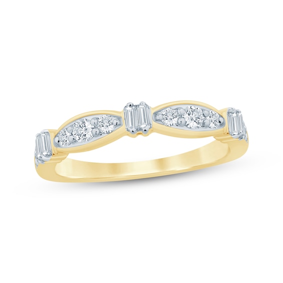 Now + Forever Baguette & Round-Cut Diamond Anniversary Ring 3/8 ct tw 10K Gold