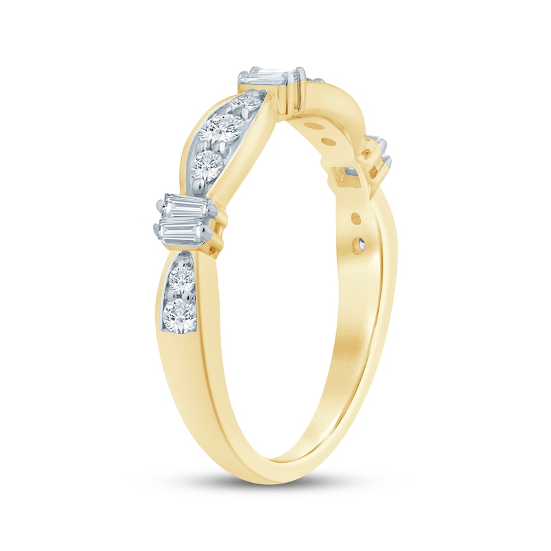 Main Image 2 of Now + Forever Baguette & Round-Cut Diamond Anniversary Ring 3/8 ct tw 10K Yellow Gold