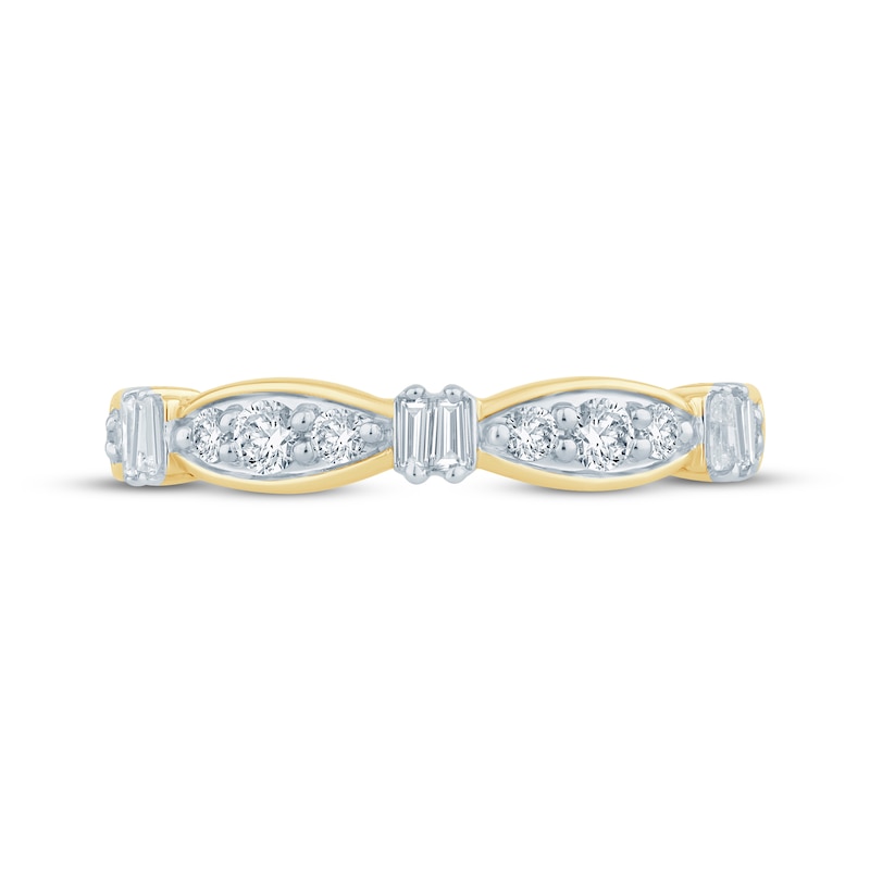 Main Image 3 of Now + Forever Baguette & Round-Cut Diamond Anniversary Ring 3/8 ct tw 10K Yellow Gold