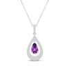 Thumbnail Image 1 of Pear-Shaped Amethyst & White Lab-Created Sapphire Teardrop Necklace Sterling Silver 18&quot;