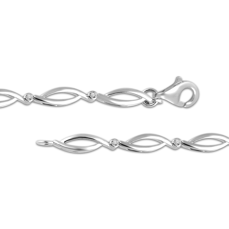 Main Image 2 of Oval-Cut White Lab-Created Sapphire Station Bracelet Sterling Silver 7&quot;