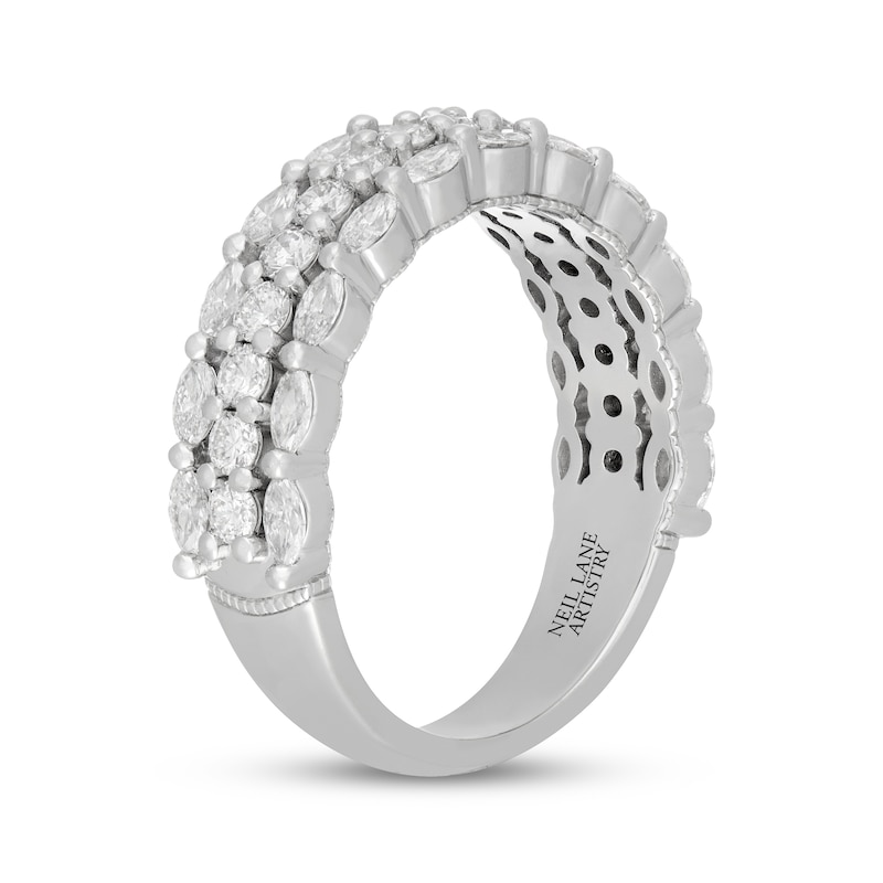 Main Image 2 of Neil Lane Artistry Marquise & Round-Cut Lab-Grown Diamond Three-Row Anniversary Ring 1-1/4 ct tw 14K White Gold