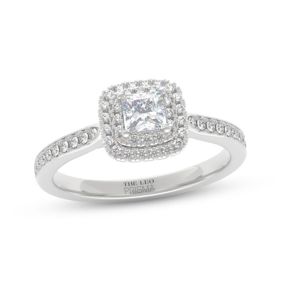 THE LEO Prisma Diamond Princess-Cut Double Halo Engagement Ring 5/8 ct tw 14K White Gold