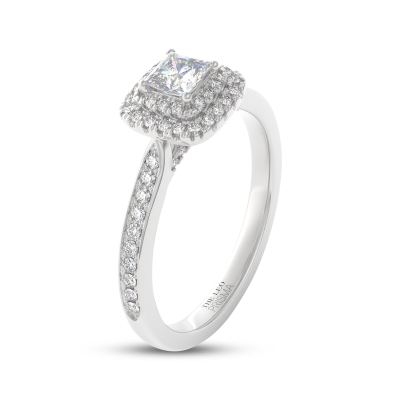 Main Image 2 of THE LEO Prisma Diamond Princess-Cut Double Halo Engagement Ring 5/8 ct tw 14K White Gold