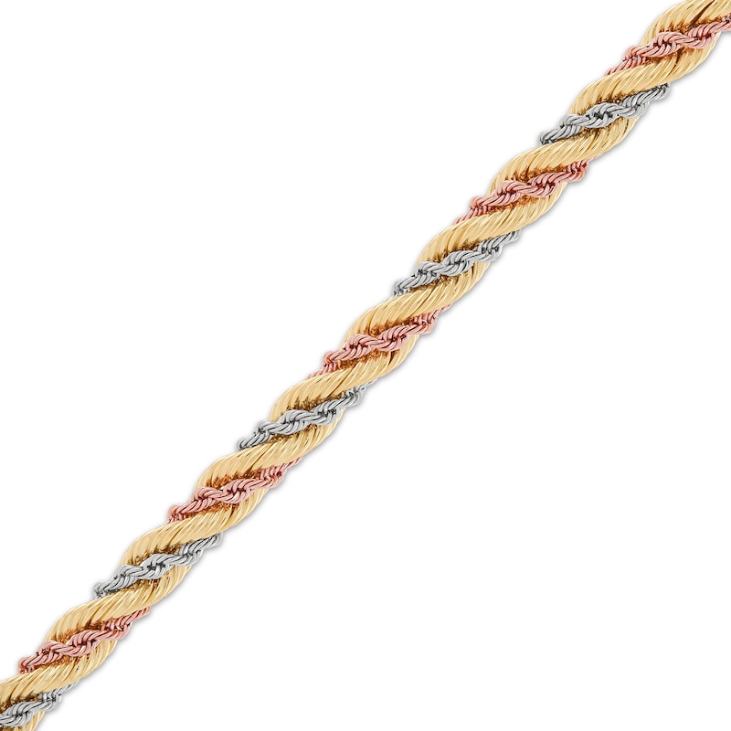 Main Image 2 of 4.5mm Silk Rope Chain Bracelet Semi-Solid 10K Tri-Tone Gold 7.5"