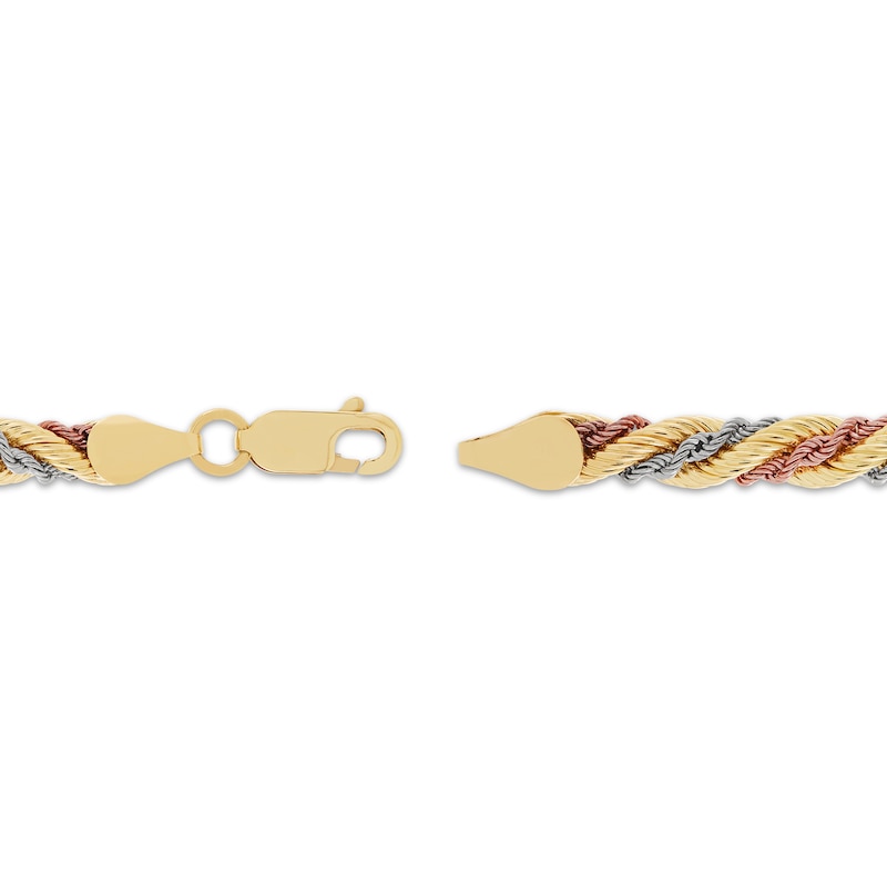 Main Image 3 of 4.5mm Silk Rope Chain Bracelet Semi-Solid 10K Tri-Tone Gold 7.5"