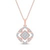Thumbnail Image 1 of Multi-Diamond Cushion Center Open Halo Necklace 1/5 ct tw 10K Rose Gold 18&quot;