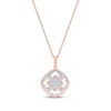 Thumbnail Image 3 of Multi-Diamond Cushion Center Open Halo Necklace 1/5 ct tw 10K Rose Gold 18&quot;