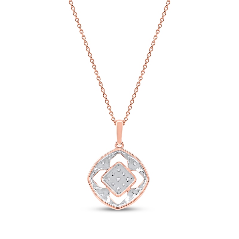 Main Image 3 of Multi-Diamond Cushion Center Open Halo Necklace 1/5 ct tw 10K Rose Gold 18&quot;