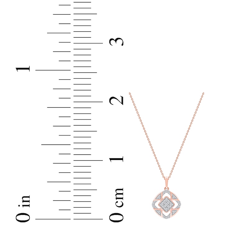 Main Image 5 of Multi-Diamond Cushion Center Open Halo Necklace 1/5 ct tw 10K Rose Gold 18&quot;