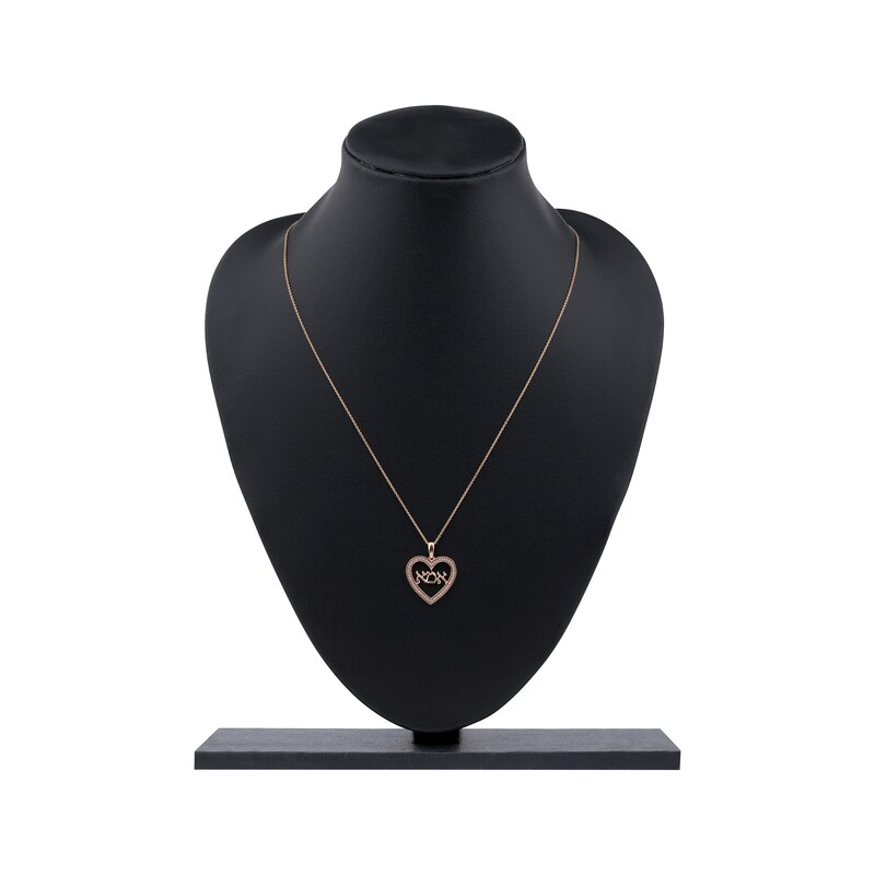 Main Image 5 of Diamond Hebrew &quot;Mom&quot; Heart Necklace 1/6 ct tw 10K Rose Gold 18&quot;
