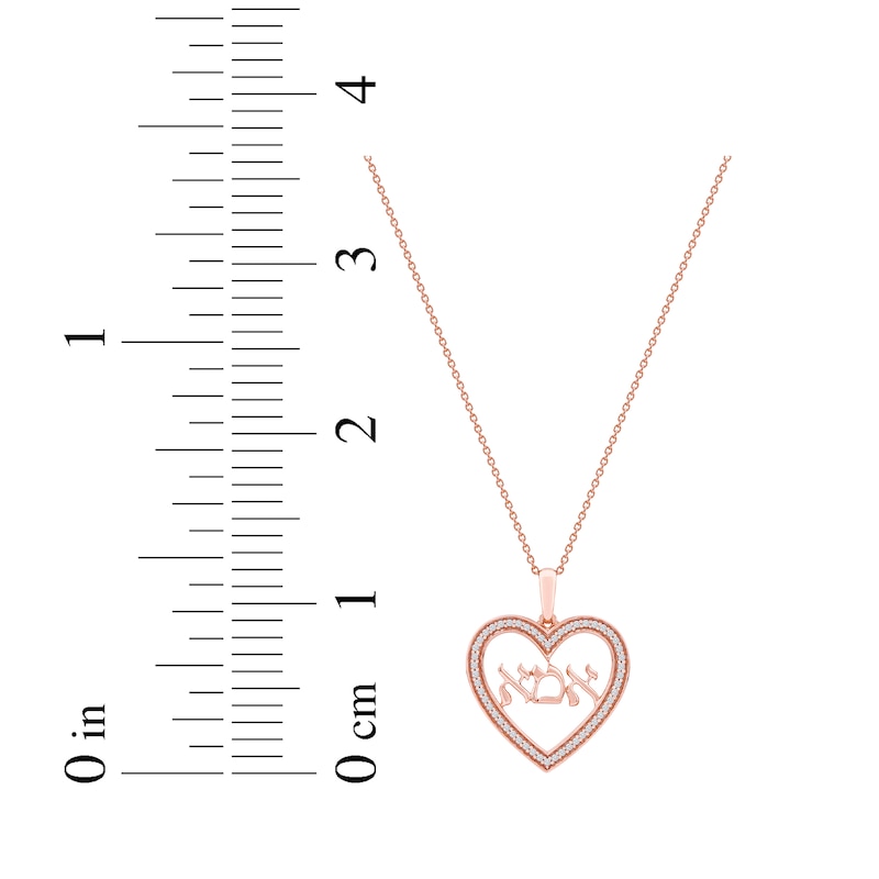 Main Image 7 of Diamond Hebrew &quot;Mom&quot; Heart Necklace 1/6 ct tw 10K Rose Gold 18&quot;