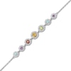 Thumbnail Image 2 of Amethyst, Swiss Blue Topaz, Peridot, Citrine, Garnet & White Lab-Created Sapphire Halo Bracelet Sterling Silver 7.25&quot;