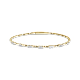 Lab-Grown Diamond Beaded Flex Bangle Bracelet 1/2 ct tw 10K Yellow Gold