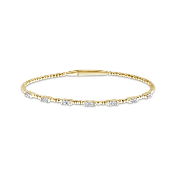 Lab-Grown Diamond Beaded Flex Bangle Bracelet 1/2 ct tw 10K Yellow Gold