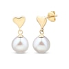 Thumbnail Image 1 of Cultured Pearl Dangle Heart Earrings 10K Yellow Gold