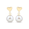 Thumbnail Image 2 of Cultured Pearl Dangle Heart Earrings 10K Yellow Gold