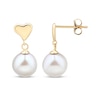 Thumbnail Image 3 of Cultured Pearl Dangle Heart Earrings 10K Yellow Gold