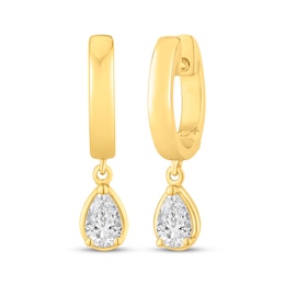 KAY Lab-Grown Diamonds Pear-Shaped Solitaire Dangle Hoop Earrings 1/2 ct tw 10K Yellow Gold (F/SI2)