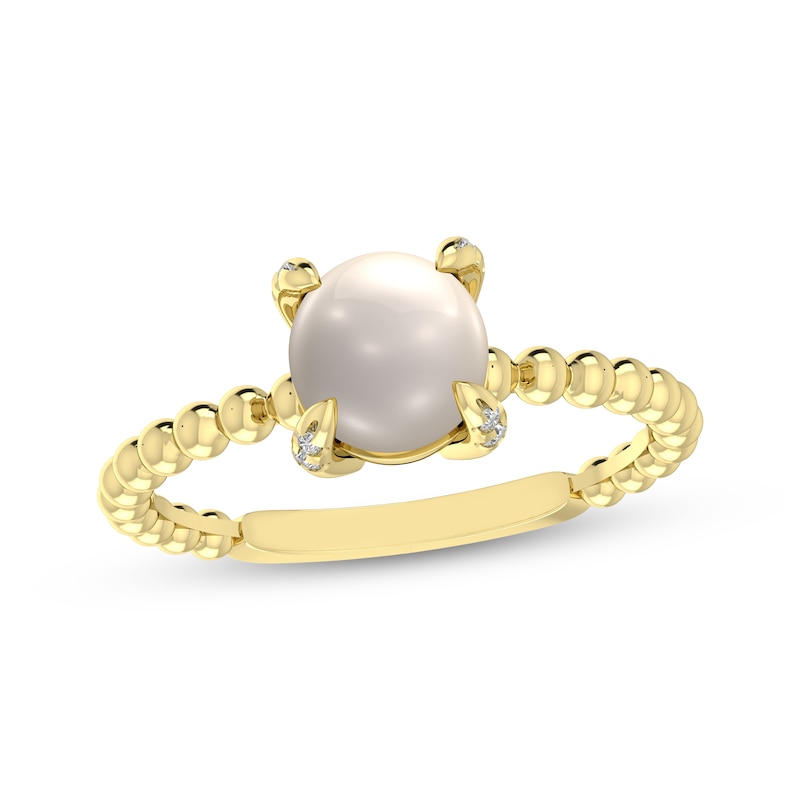 Main Image 1 of Cultured Pearl & Diamond Accent Ring 10K Yellow Gold