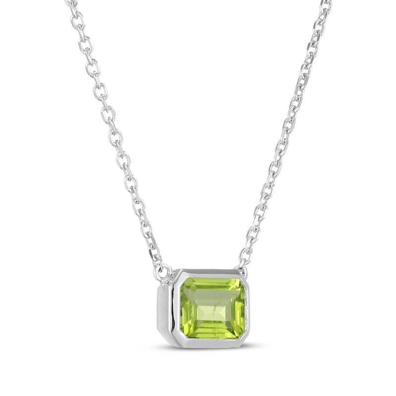 Main Image 2 of STUDIO BY KAY Emerald-Cut Peridot Bezel-Set Solitaire Necklace Sterling Silver 18"