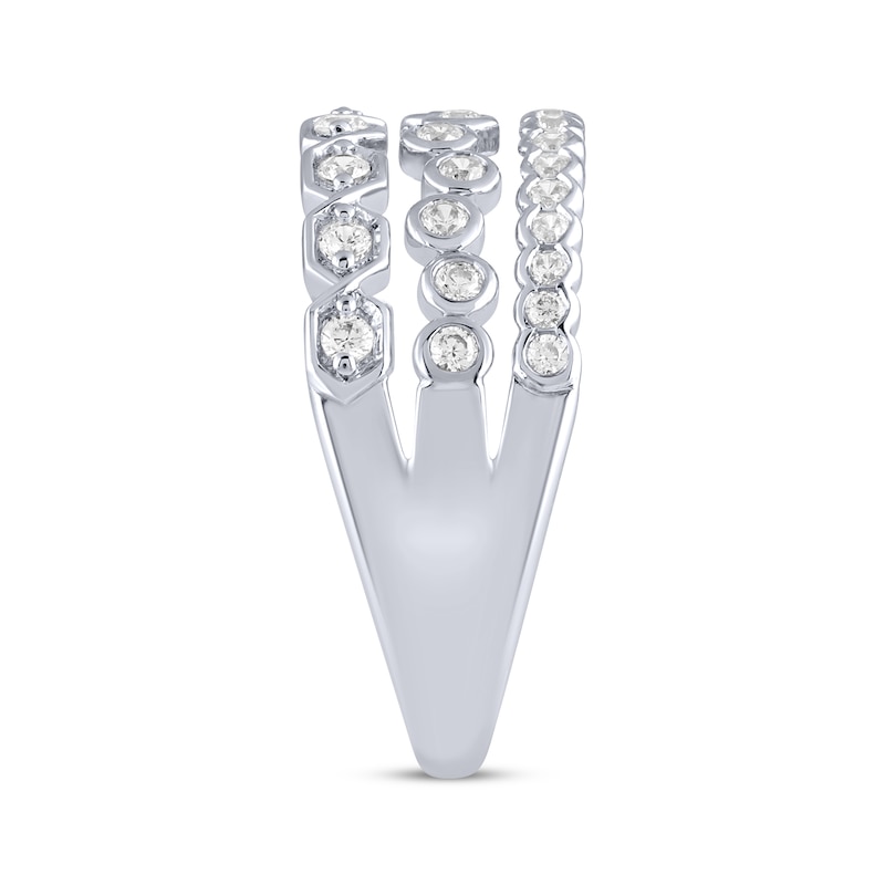 Main Image 3 of Now + Forever Diamond Geometric Three-Row Ring 1/2 ct tw 14K White Gold