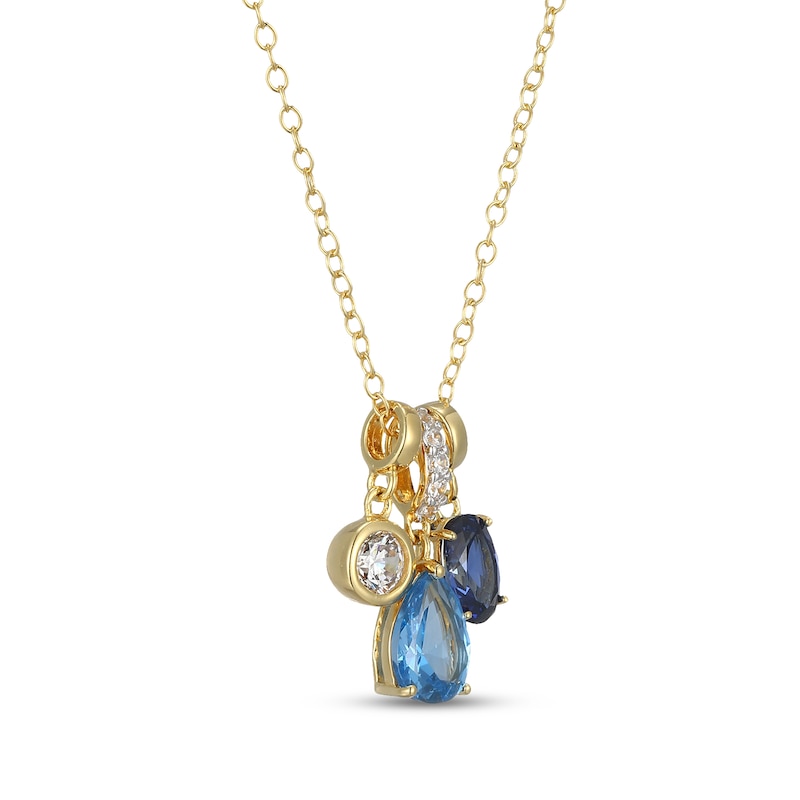 Main Image 2 of KAY x Rocksbox Blue Lab-Created Sapphire, Blue Topaz & Lab-Grown Diamond Necklace 1/5 ct tw 24K Yellow Gold Vermeil Sterling Silver 19"