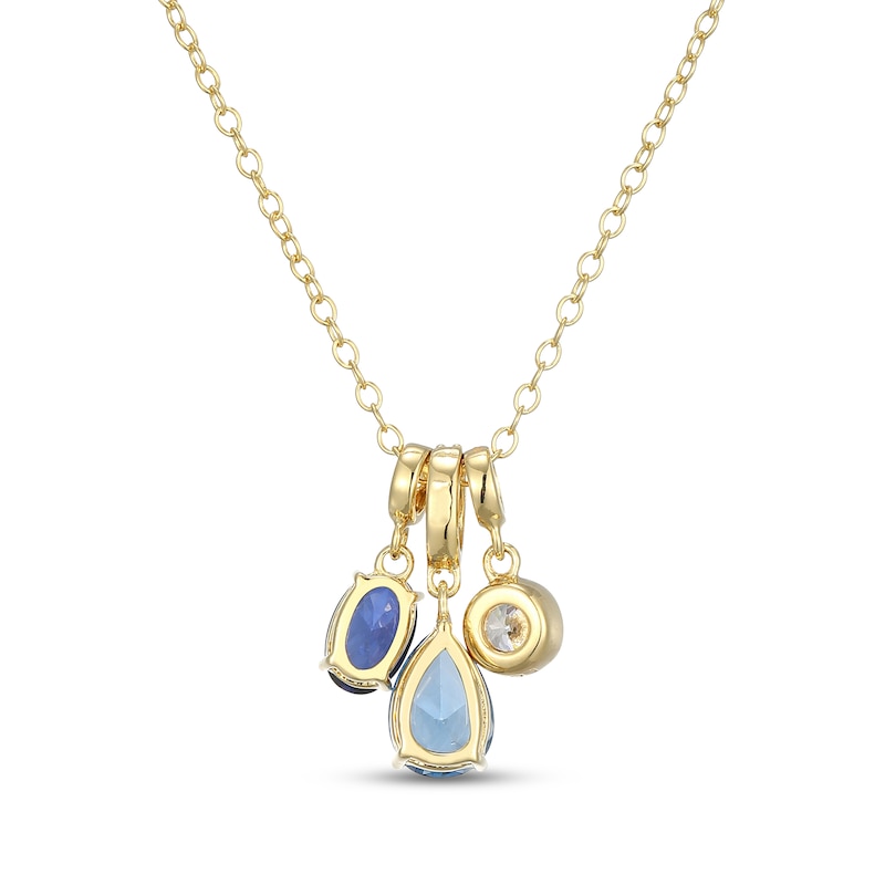 Main Image 3 of KAY x Rocksbox Blue Lab-Created Sapphire, Blue Topaz & Lab-Grown Diamond Necklace 1/5 ct tw 24K Yellow Gold Vermeil Sterling Silver 19"