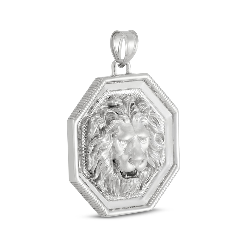 Main Image 2 of Men's Octagon Lion's Head Medallion Charm Sterling Silver