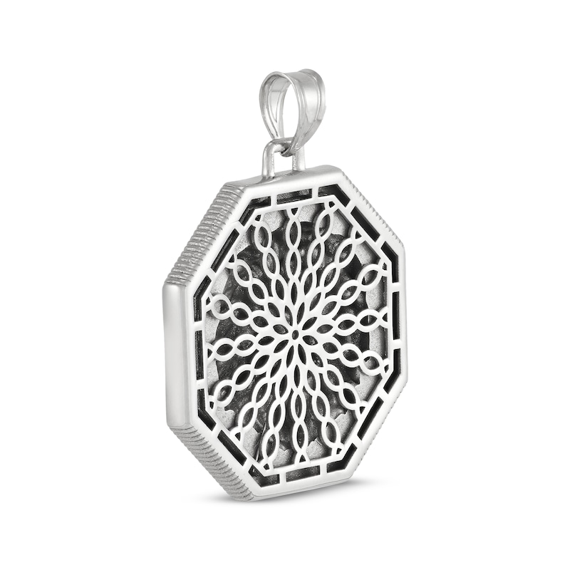 Main Image 4 of Men's Octagon Lion's Head Medallion Charm Sterling Silver