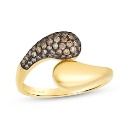 Le Vian Chocolate Diamond Teardrop Bypass Ring 1/3 ct tw 14K Honey Gold