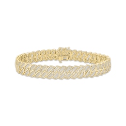 STUDIO BY KAY Men's Lab-Grown Diamond Link Bracelet 4 ct tw 24K Yellow Gold Vermeil Sterling Silver 8.5"