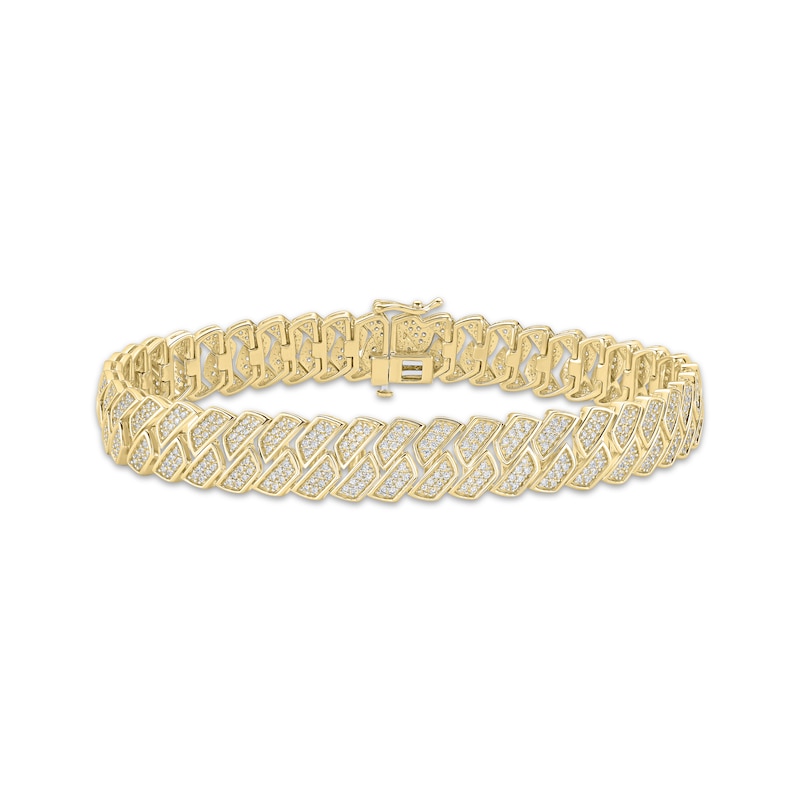 Main Image 1 of STUDIO BY KAY Men's Lab-Grown Diamond Link Bracelet 4 ct tw 24K Yellow Gold Vermeil Sterling Silver 8.5"