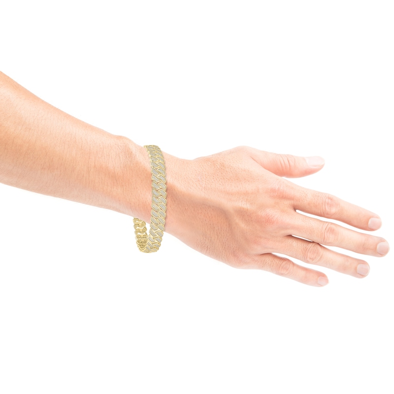 Main Image 4 of STUDIO BY KAY Men's Lab-Grown Diamond Link Bracelet 4 ct tw 24K Yellow Gold Vermeil Sterling Silver 8.5"
