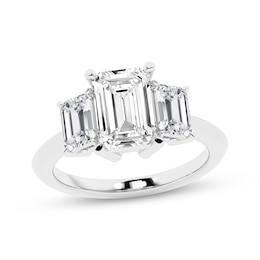 Memories Moments Magic Emerald-Cut Lab-Grown Diamond Three-Stone Engagement Ring 4 ct tw 14K White Gold