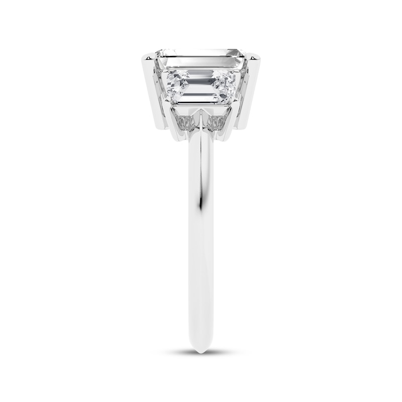 Main Image 2 of Memories Moments Magic Emerald-Cut Lab-Grown Diamond Three-Stone Engagement Ring 4 ct tw 14K White Gold