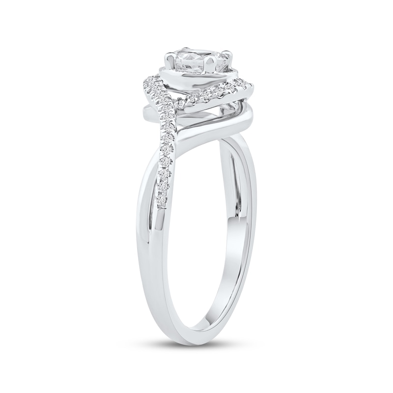 Main Image 2 of Now + Forever Oval-Cut Diamond Halo Engagement Ring 1/2 ct tw 10K White Gold