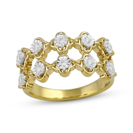 STUDIO BY KAY Lab-Grown Diamond Two-Row Clover Ring 1/6 ct tw 24K Yellow Gold Vermeil Sterling Silver