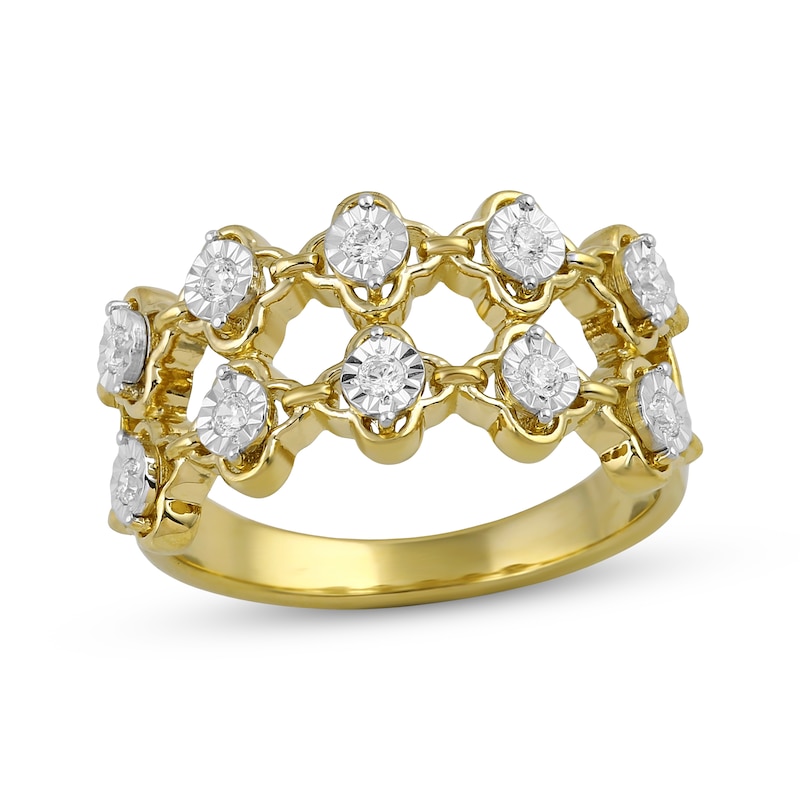 Main Image 1 of STUDIO BY KAY Lab-Grown Diamond Two-Row Clover Ring 1/6 ct tw 24K Yellow Gold Vermeil Sterling Silver