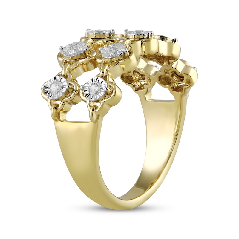 Main Image 2 of STUDIO BY KAY Lab-Grown Diamond Two-Row Clover Ring 1/6 ct tw 24K Yellow Gold Vermeil Sterling Silver