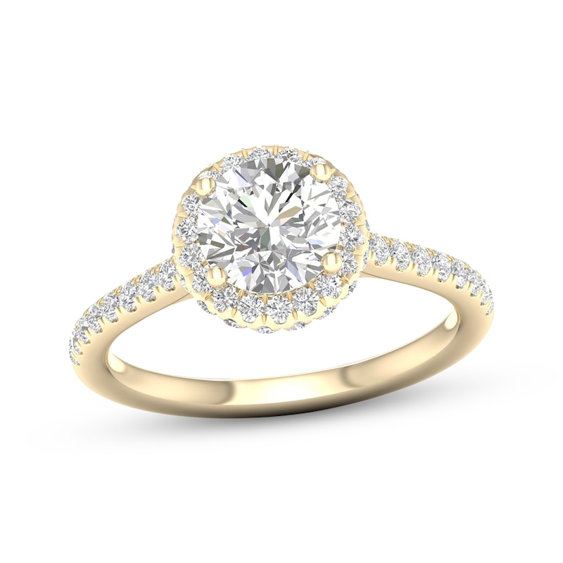 Main Image 1 of Now + Forever Lab-Grown Diamonds Round-Cut Halo Engagement Ring 1-1/2 ct tw 14K Yellow Gold