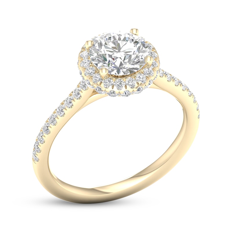 Main Image 2 of Now + Forever Lab-Grown Diamonds Round-Cut Halo Engagement Ring 1-1/2 ct tw 14K Yellow Gold