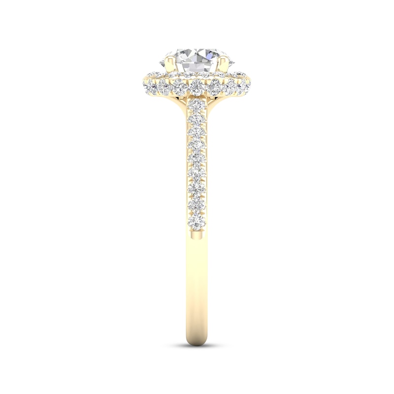 Main Image 3 of Now + Forever Lab-Grown Diamonds Round-Cut Halo Engagement Ring 1-1/2 ct tw 14K Yellow Gold