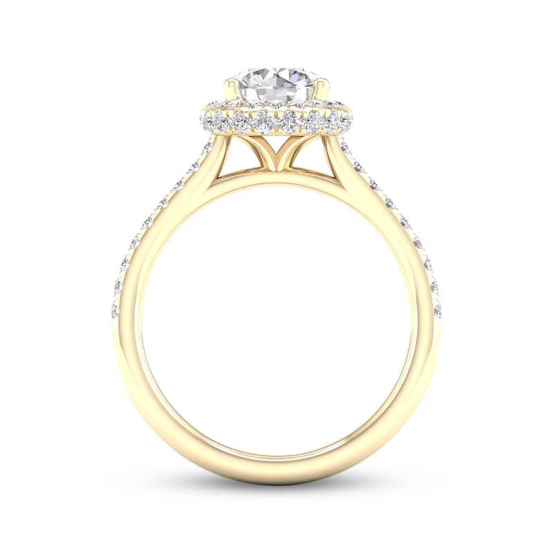 Main Image 4 of Now + Forever Lab-Grown Diamonds Round-Cut Halo Engagement Ring 1-1/2 ct tw 14K Yellow Gold