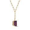 Thumbnail Image 2 of Emerald-Cut Amethyst Solitaire Y-Drop Paperclip Chain Necklace 18K Gold-Plated Sterling Silver 18"