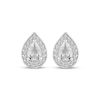 Thumbnail Image 2 of Pear-Shaped White Lab-Created Sapphire Halo Stud Earrings Sterling Silver