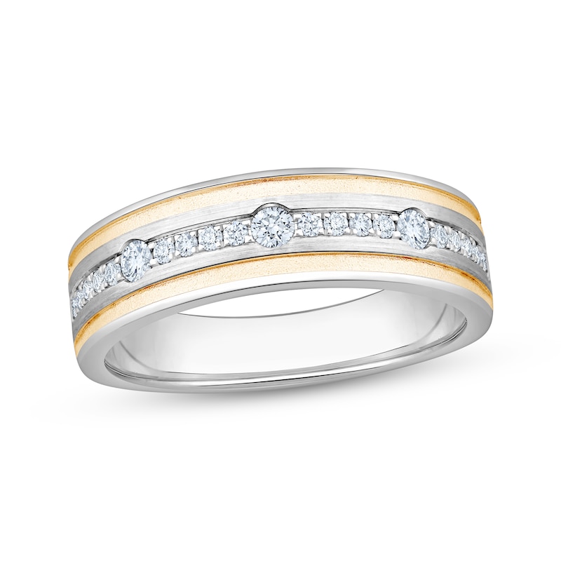Main Image 1 of Now + Forever Lab-Grown Diamonds Men's Wedding Band 3/8 ct tw 14K Two-Tone Gold