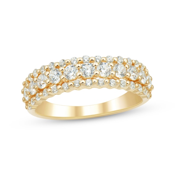 Now + Forever Diamond Three-Row Anniversary Ring 1 ct tw 14K Yellow Gold