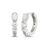 Thumbnail Image 1 of Pear-Shaped Lab-Created Opal & White Lab-Created Sapphire Huggie Hoop Earrings Sterling Silver
