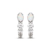Thumbnail Image 2 of Pear-Shaped Lab-Created Opal & White Lab-Created Sapphire Huggie Hoop Earrings Sterling Silver